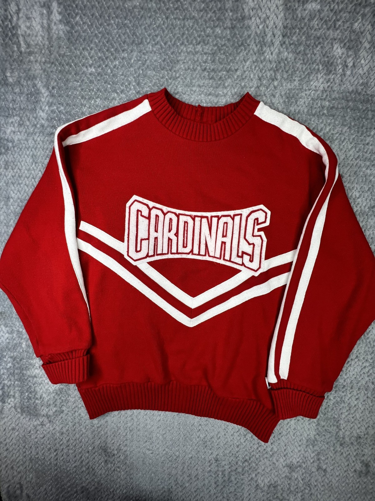 Varsity Red White Cheerleader Acrylic Pullover Sweater Shirt Medium Cardinals