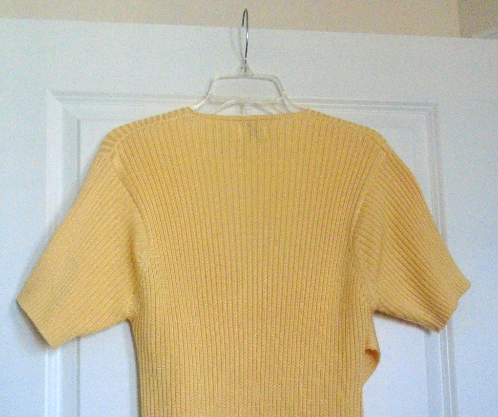 VTG FIA ITALIA Handloomed Yellow Knit Wrap Top Short Sleeve Cotton Rayon Size L