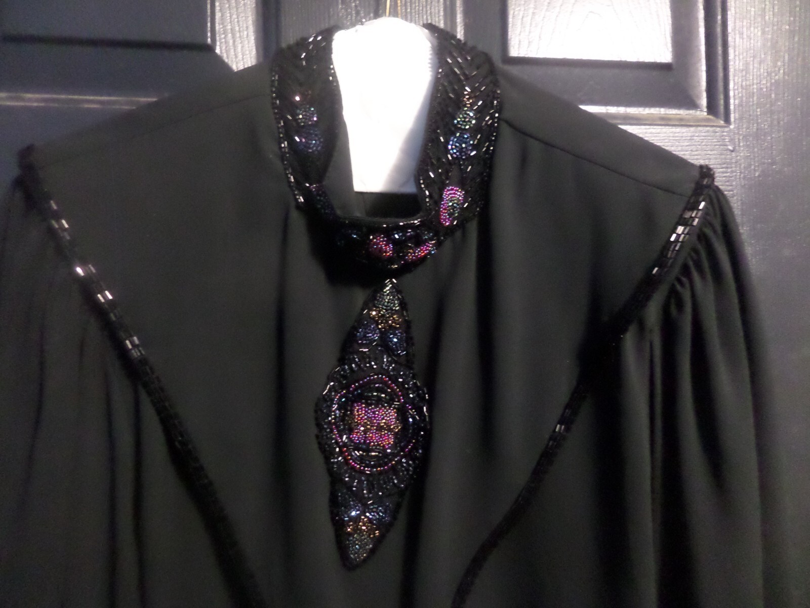 Miss Ashlee California Vintage Black Dress Padded shoulders Size 11/12 Sequins