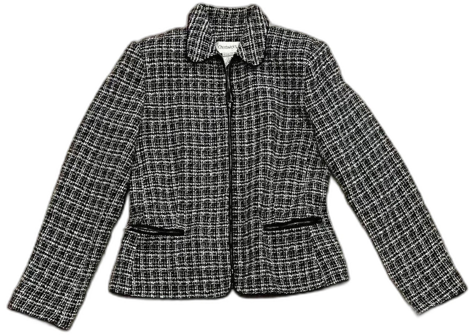 Vintage Black and White Tweed Jacket – Size 10/L by Chadwicks