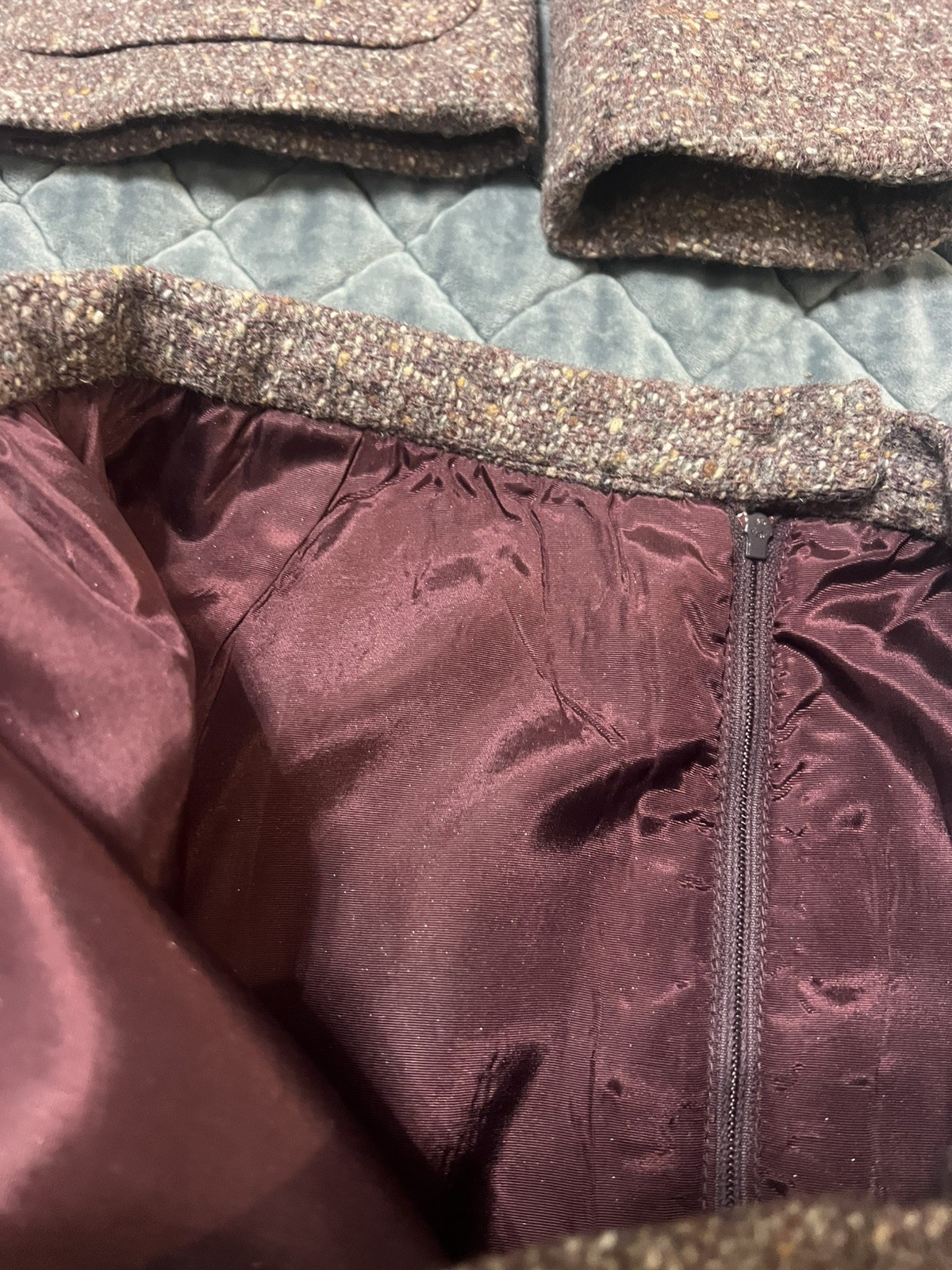 Vintage 1970s Rust and Brown Wool Tweed 2 Piece Skirt Jacket Suit MRM Originals