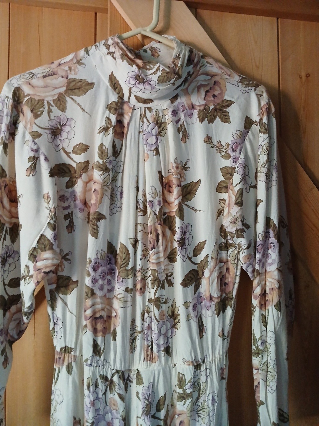 Vtg ED Michaels Long Sleeve Midi Floral Summer Rayon Button Back S/M 5/6 36″