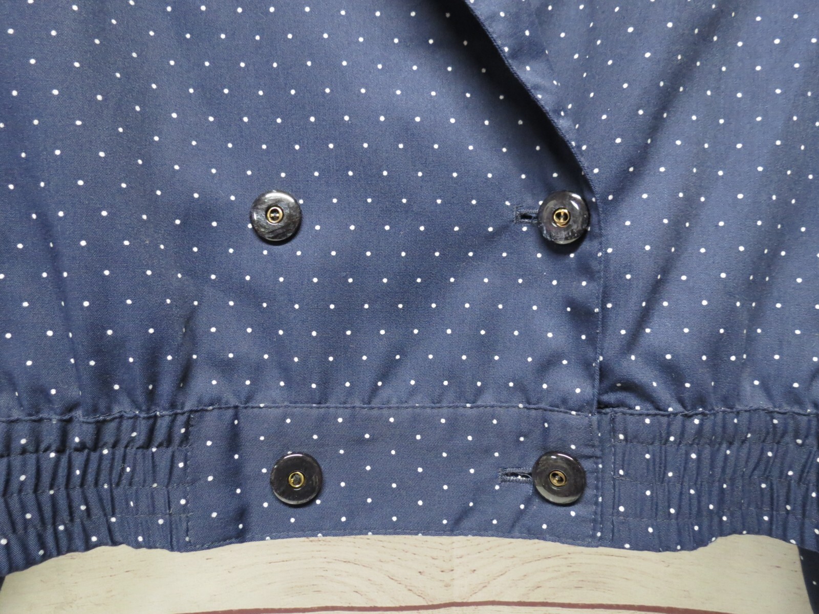 Vintage Size 12 Large Counterparts Navy Blue White Polka Dot Jacket Blazer