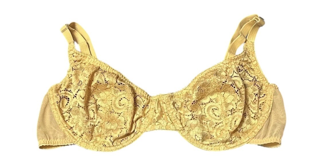 Avon Intimates Gold Lace Sheer Nylon Bra Women’s 38C