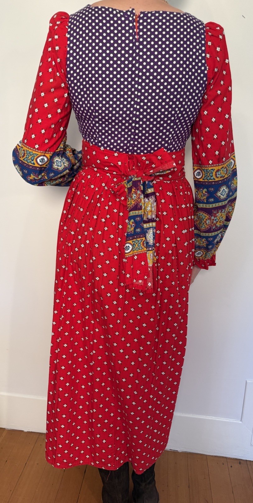 Vintage 60’s-70’s Shelly’s Tall Girl Boho Prairie Hippy Dress Corset Festival M