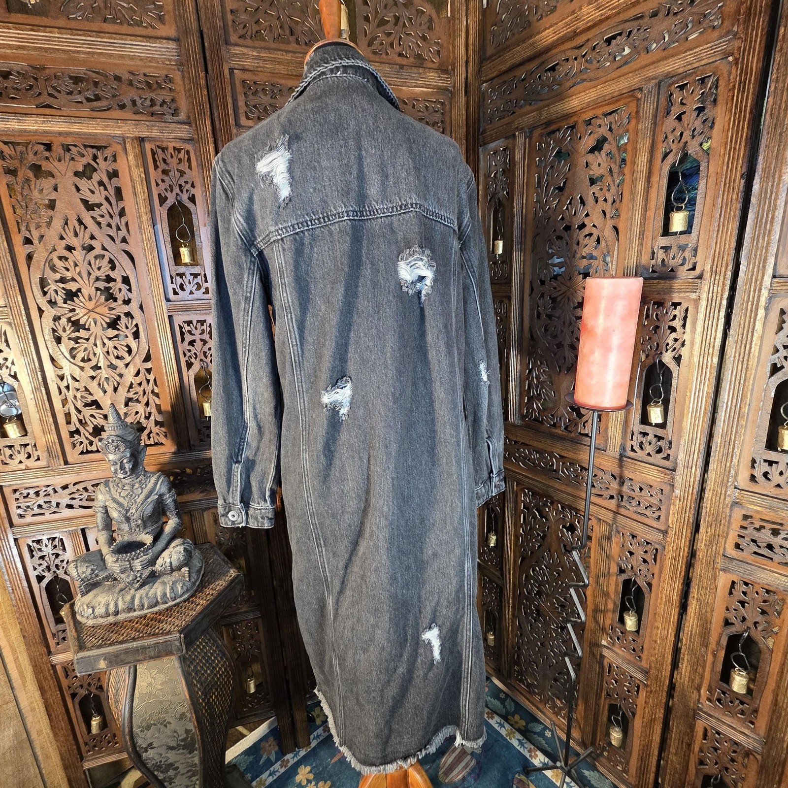 Tribal Jeans Black Denim Trench Coat — Small Petite