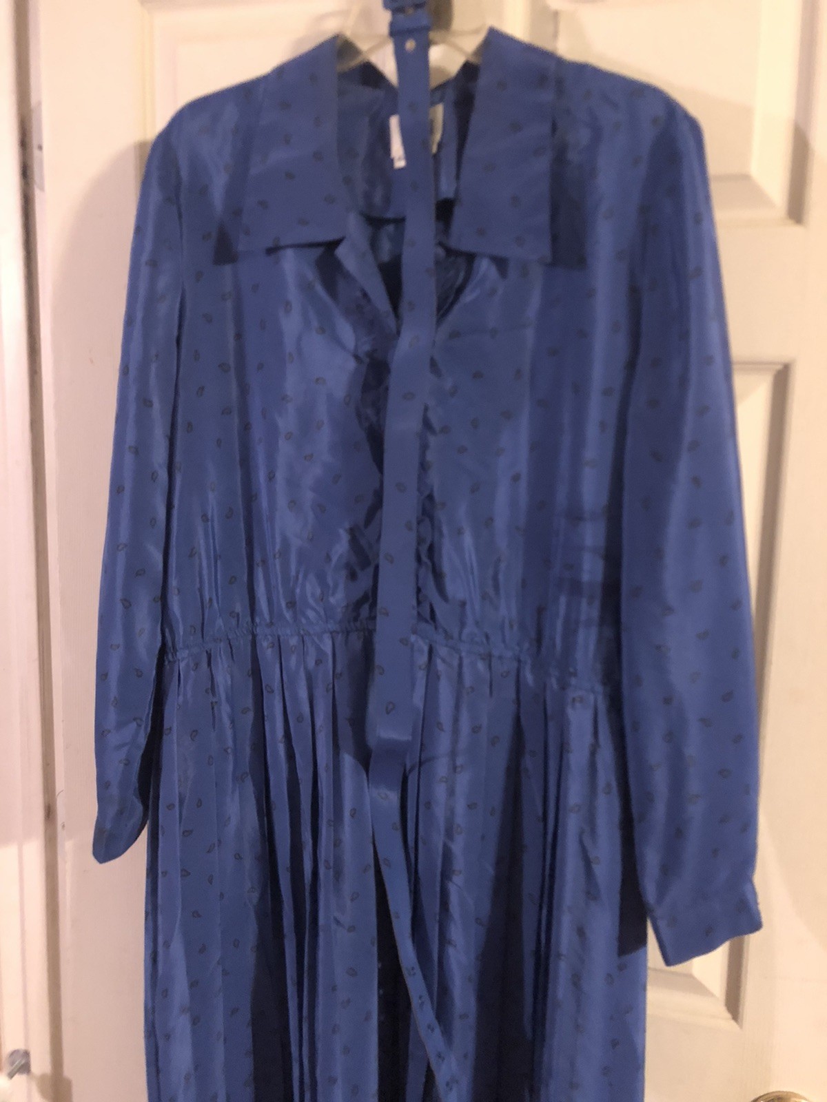 Vintage Women’s Blue Leslie Fay Dress With Matching Belt Size 16