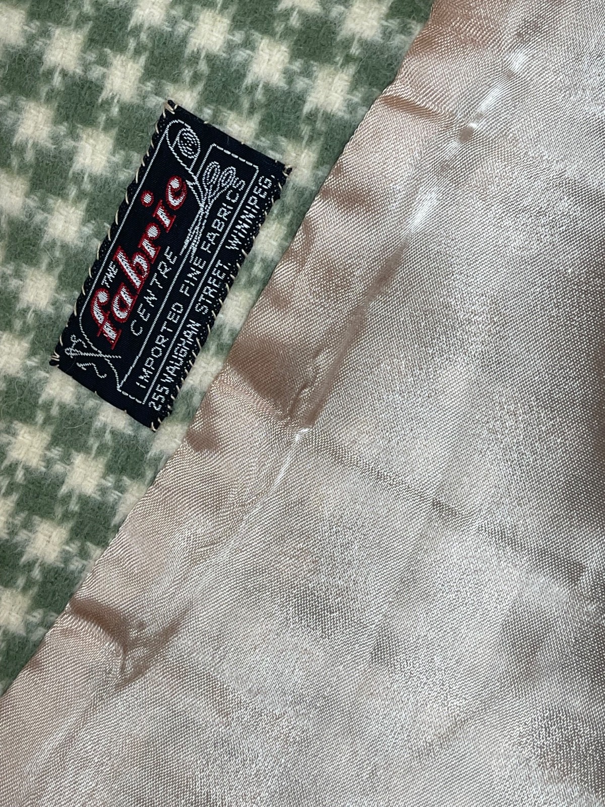 Vintage Vogue Special Design Green and Cream Checkered Jacket