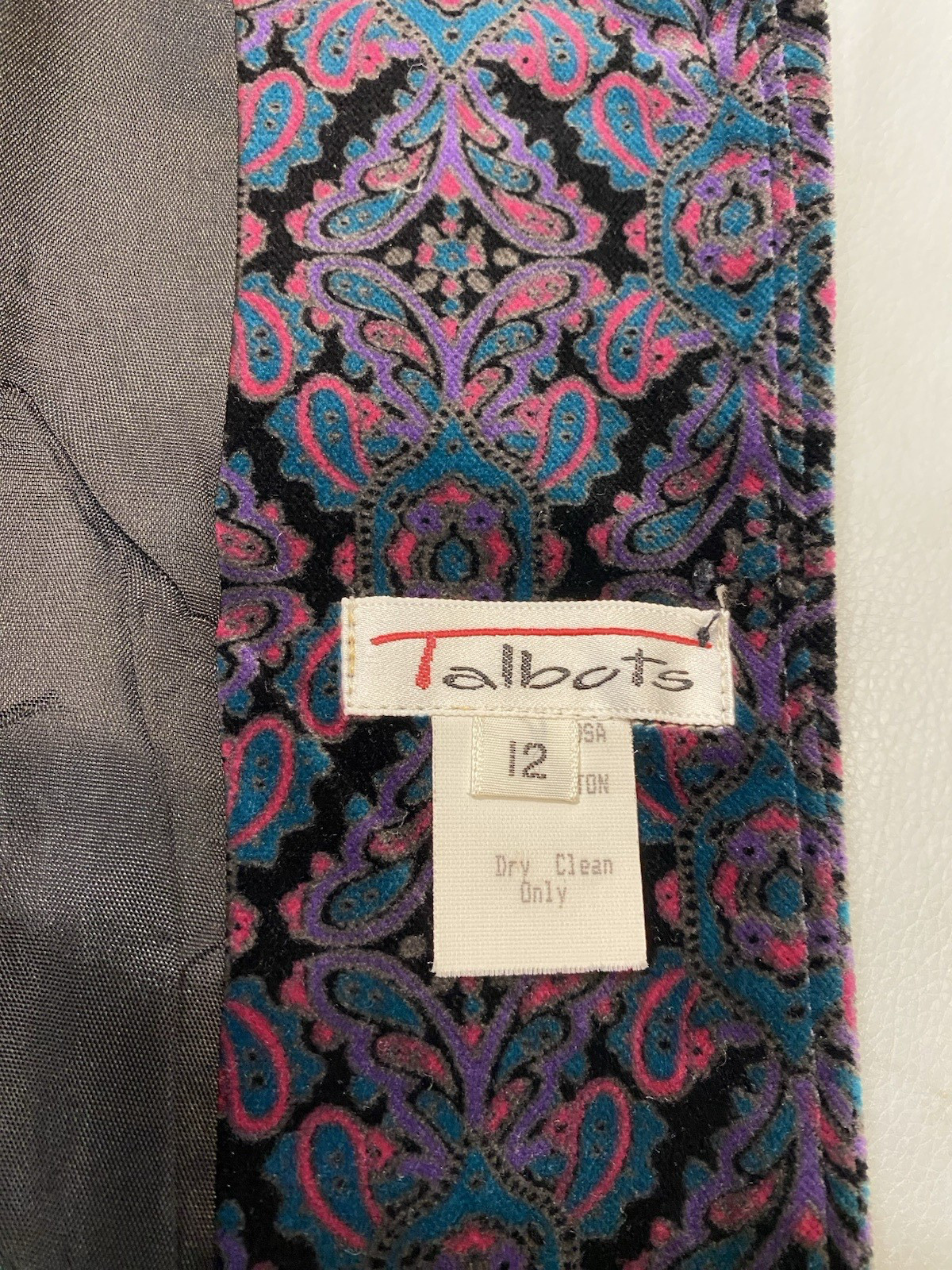 Vintage Velvet Jacket SIZE 12 LARGE L purple black high neck TALBOTS 90s Y2K
