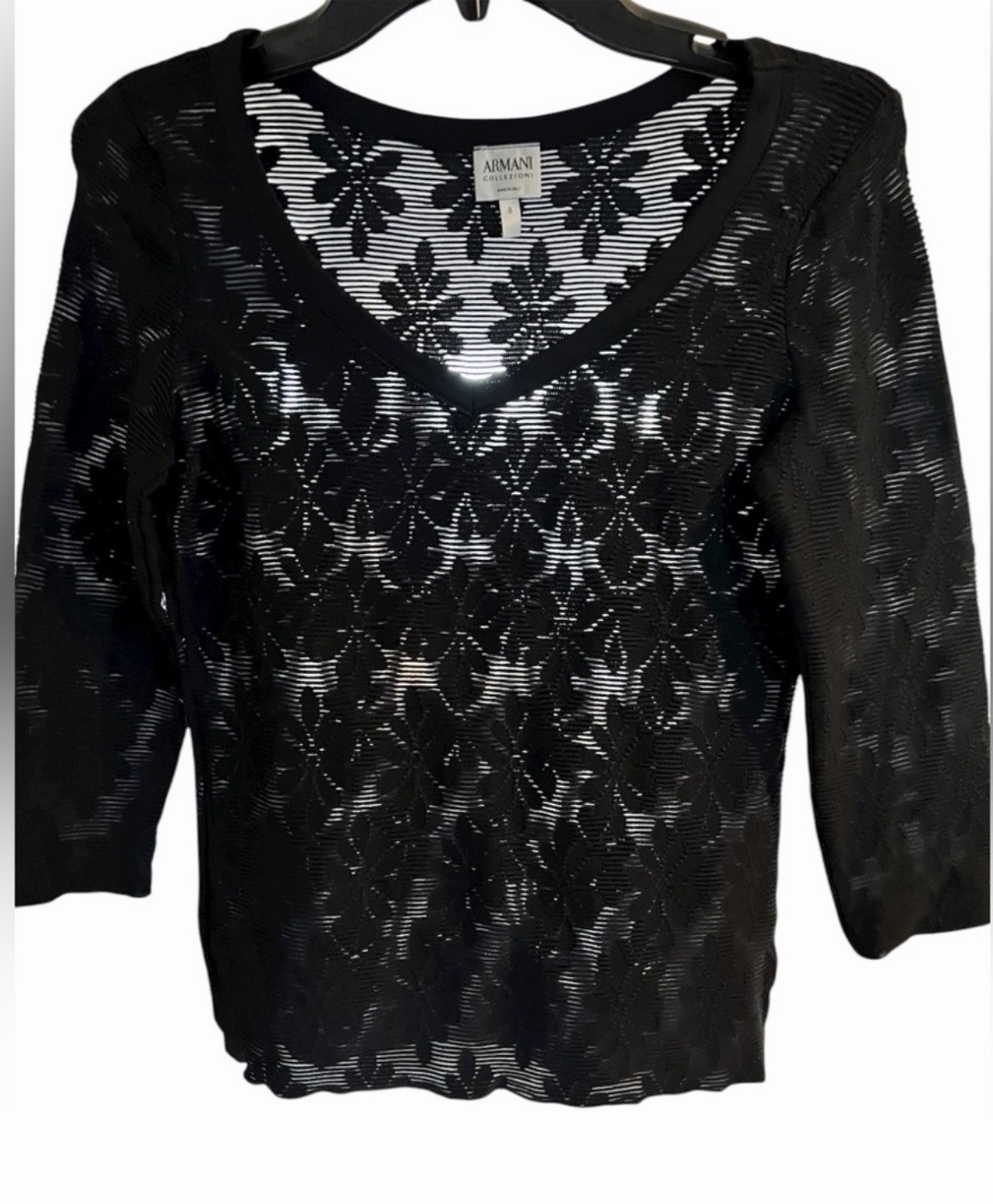 Vintage Armani Collezioni Italy Lace Top Women’s Size 8 Romantic Edgy Party Glam
