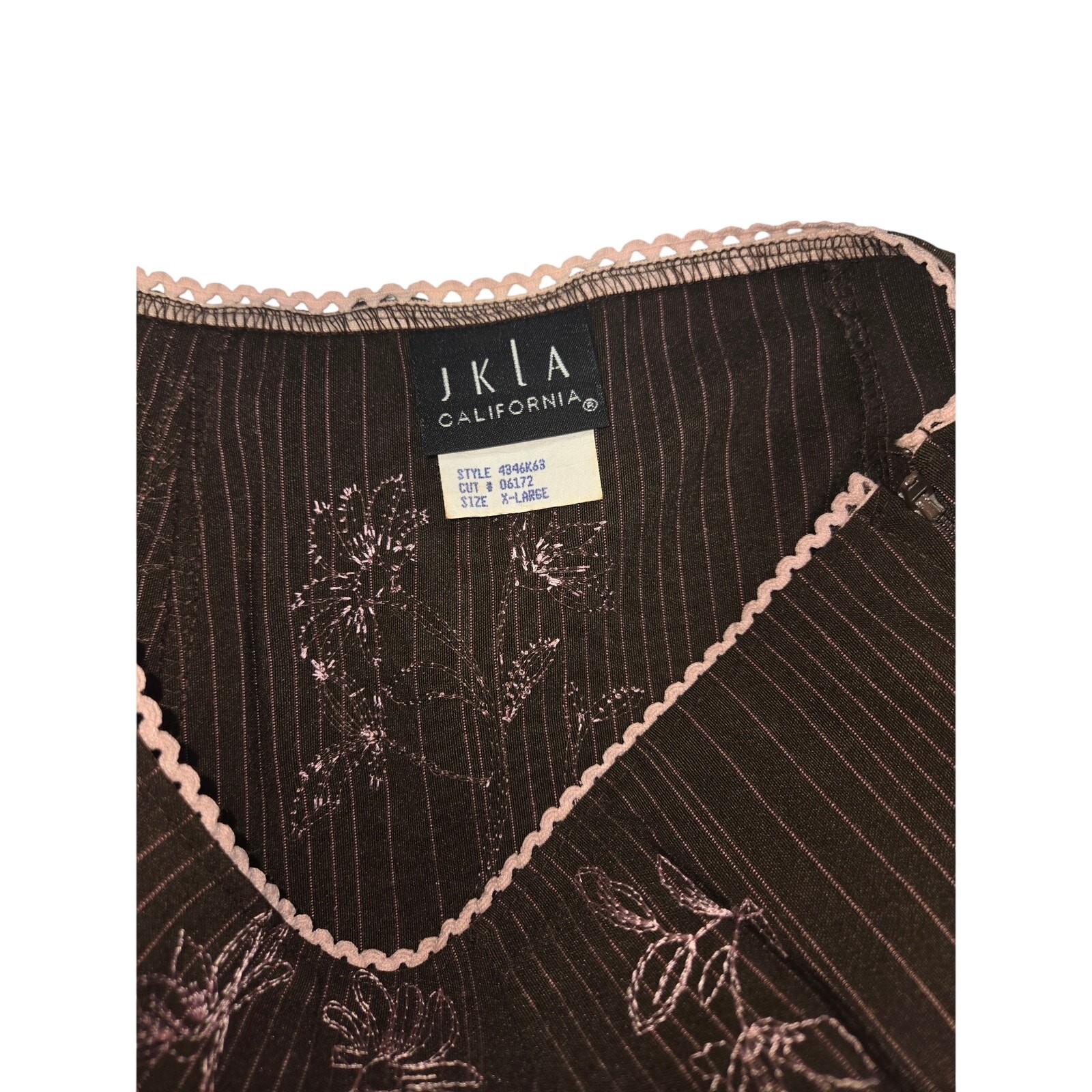 Y2K Pink and Brown Fit & Flare Skirt Embroidered Flowers Size XL