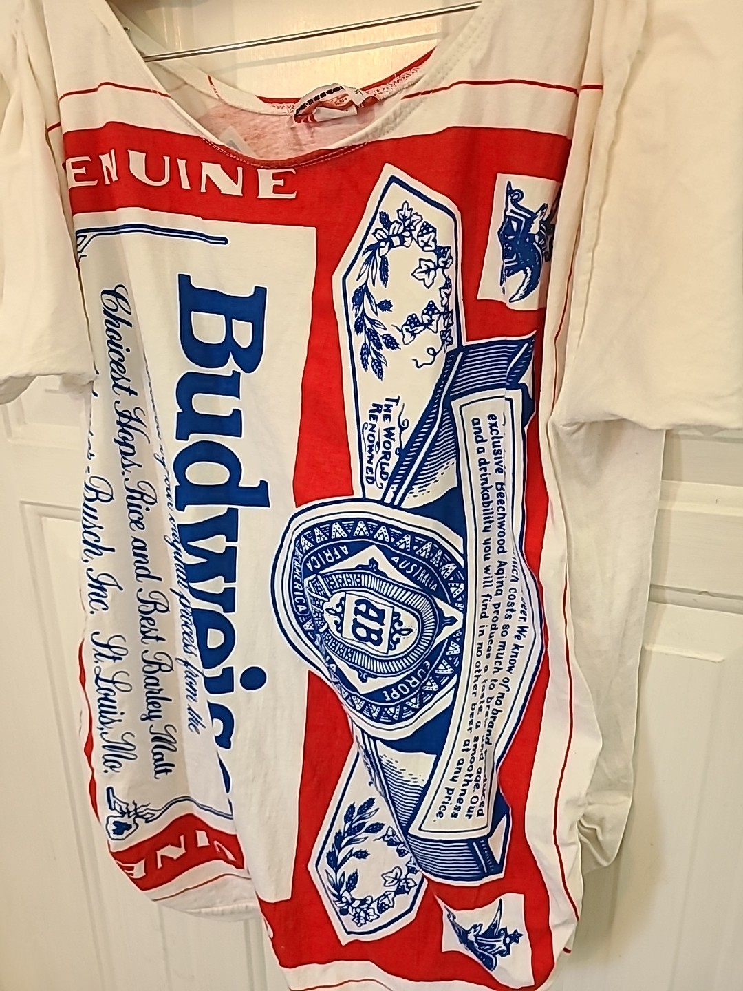 Carabella Collection Vintage Budweiser Romper Single Stitch Coverup OSFA USA