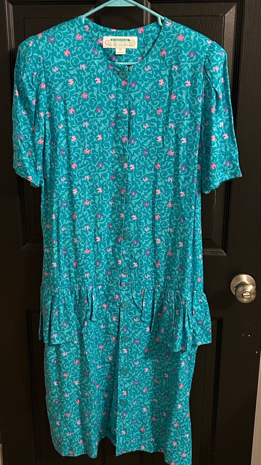 Vintage 80s 90s Jane Schaffhausen (Belle France) Size 12 Floral Print Dress