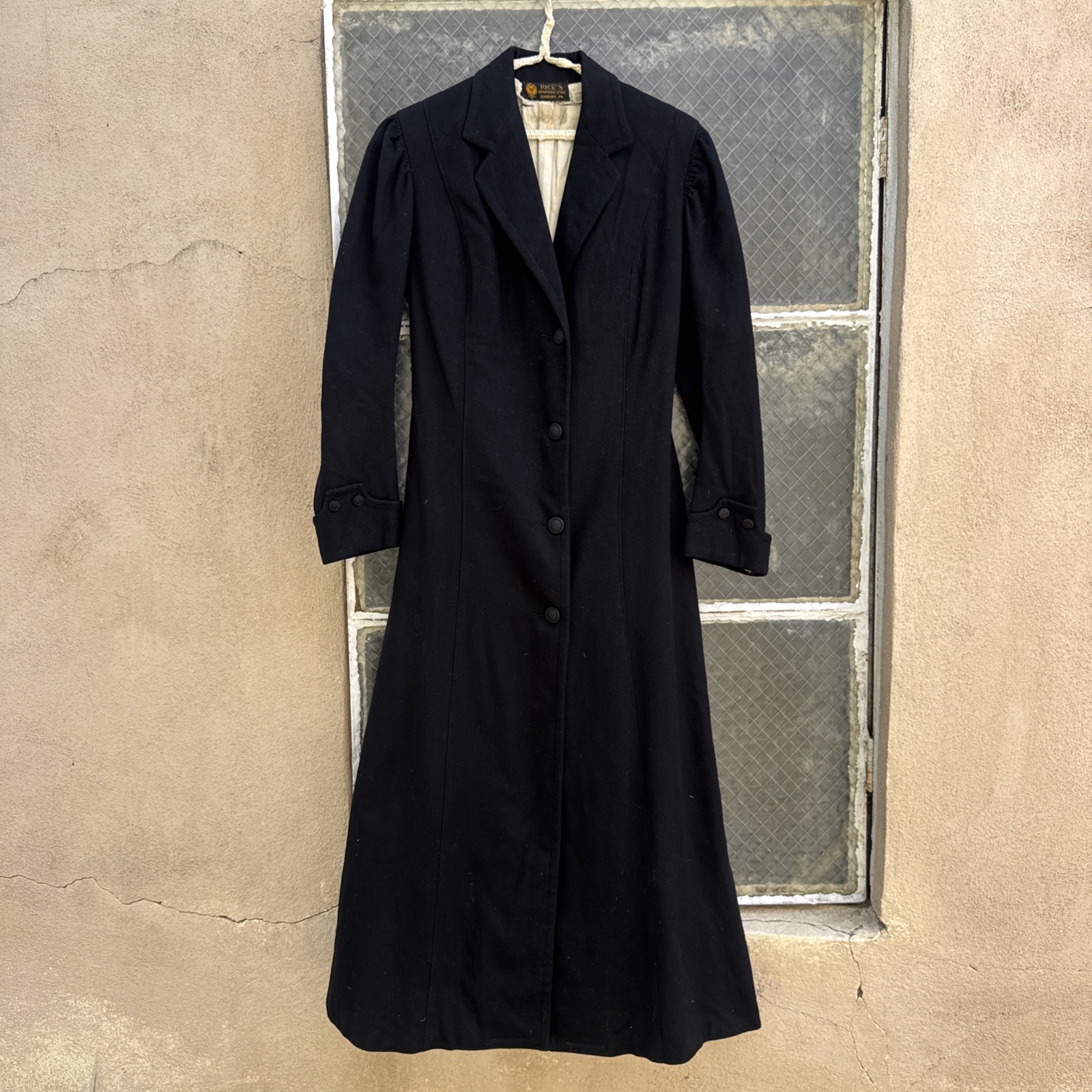 Antique Edwardian Coat Black Wool Riding Dress Jacket Victorian Vintage