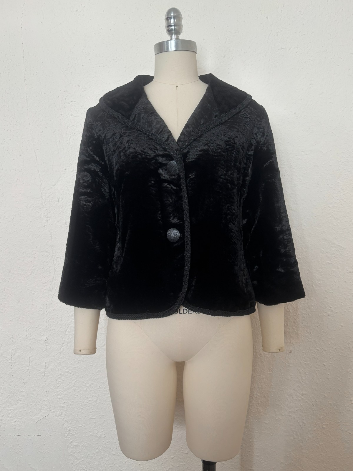 1950s Black Embossed Velvet Jacket, by Specialty House, Small to Medium