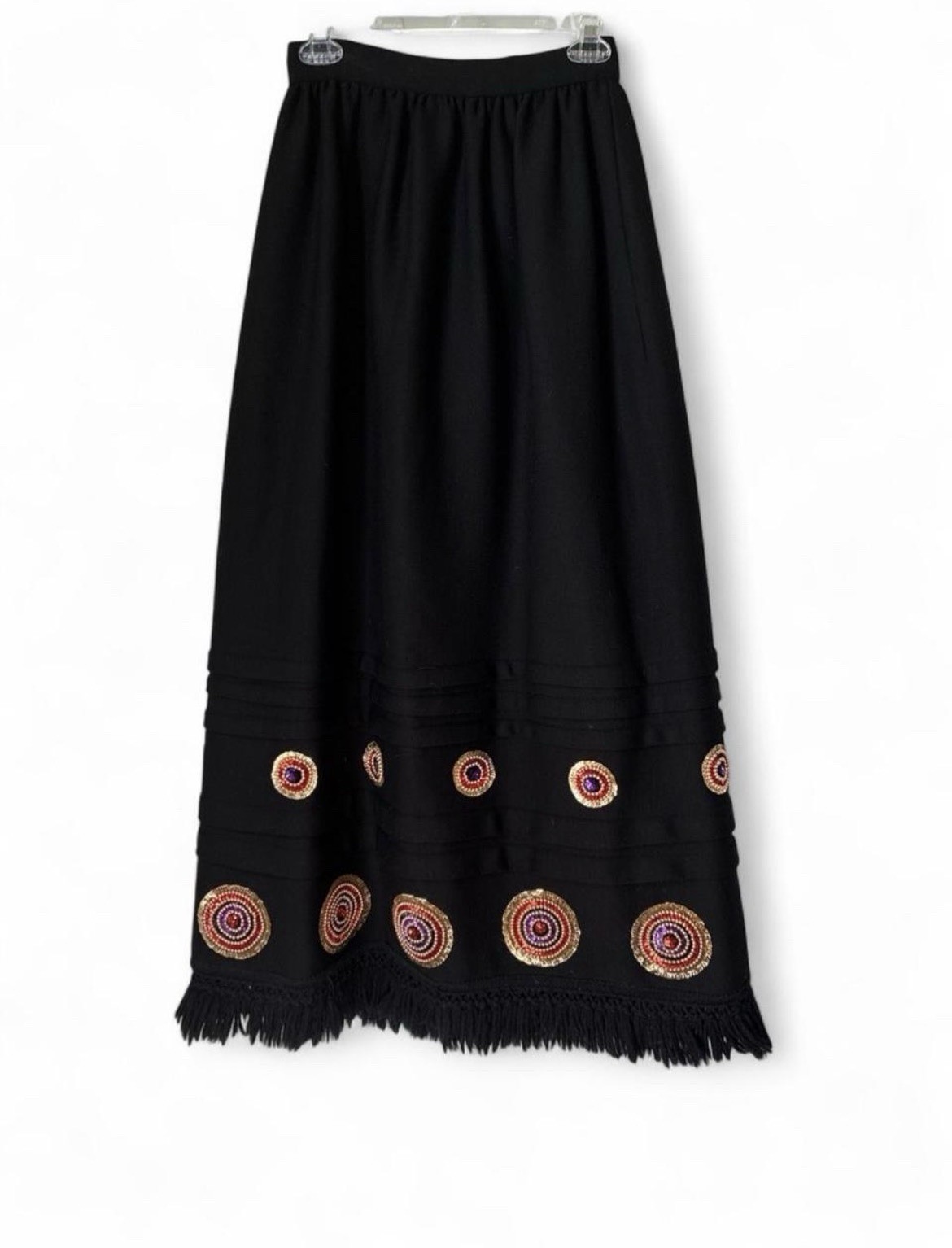 Vintage Lanvin Jules-Francois Crahay Sequin Gold Beaded Fringe Skirt, 1970s