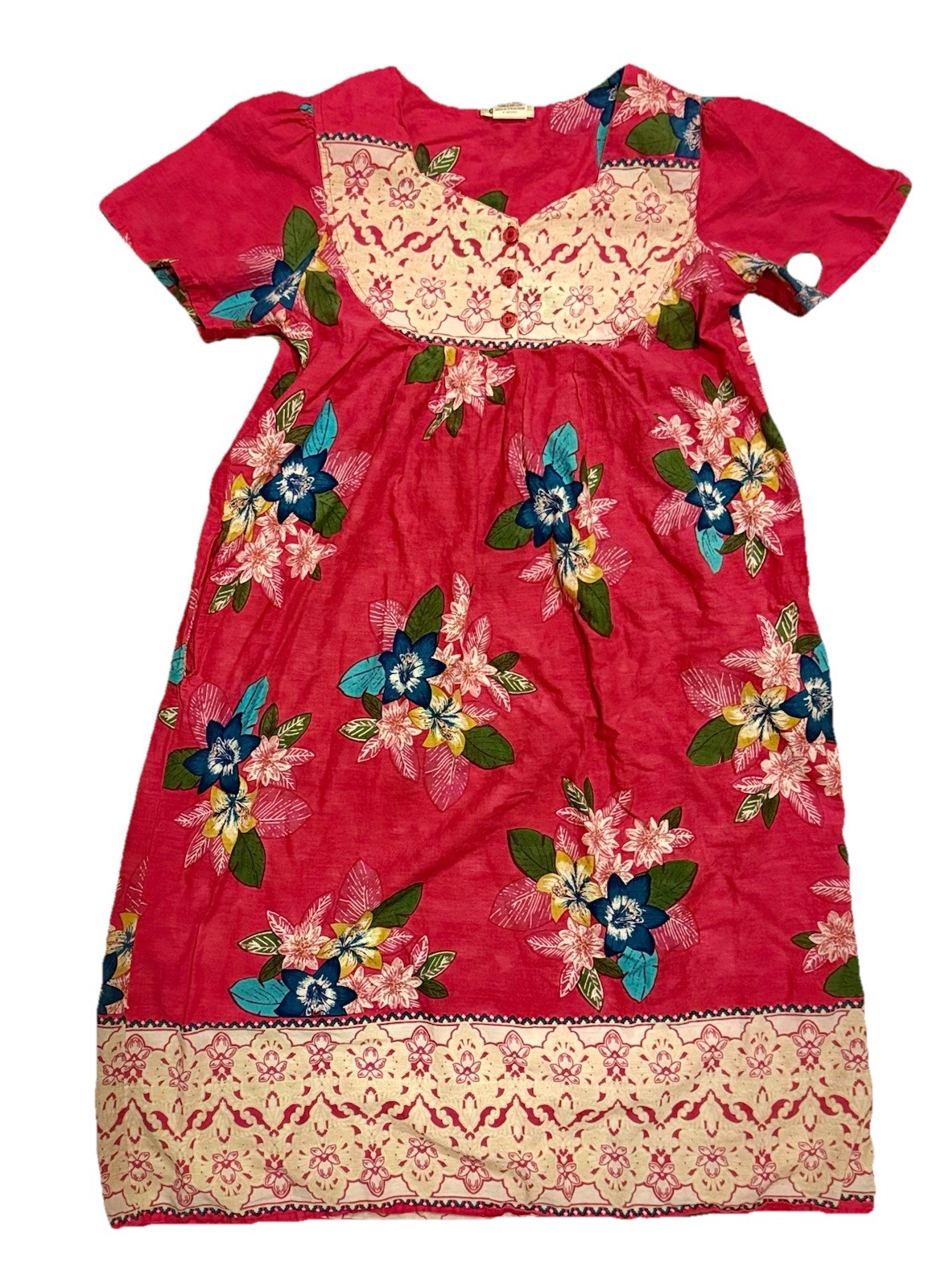 Vintage Hawaiian Nightgown Moo Moo House Dress Muumuu Robe Size XL