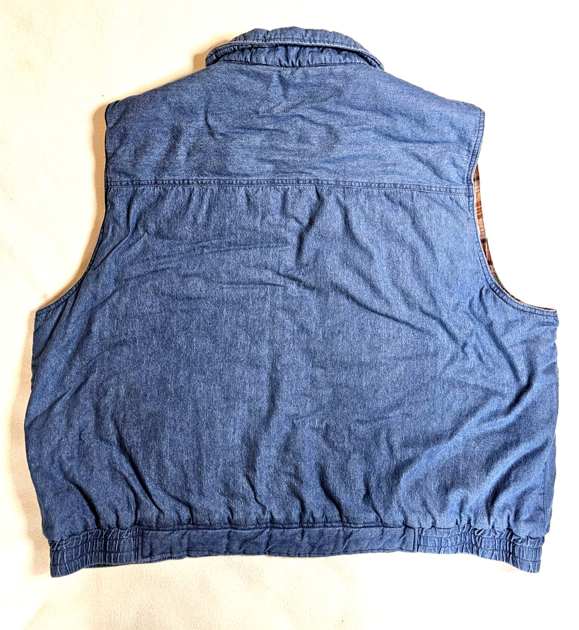 Scandia Woods Vest Men Size Large Full Zip Vintage Blue Denim Blanket Lining