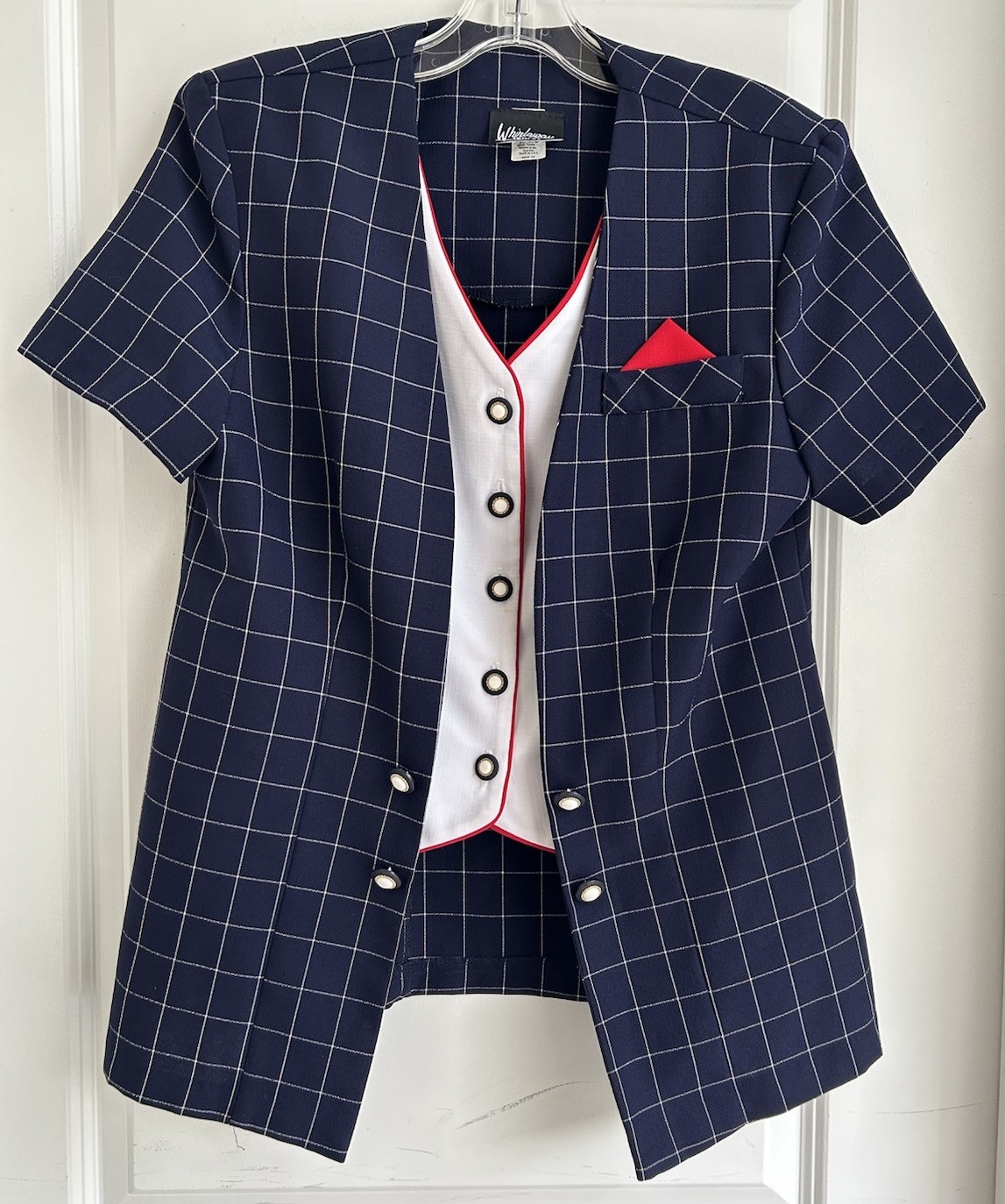 Whirlaway Frocks Vintage Plaid Short Sleeve Blazer Faux Vest Women’s 12 USA Made