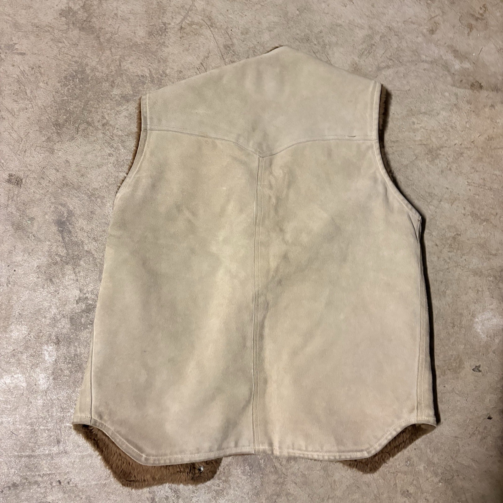 Vintage 70’s Western Suede Golden Fleece Fur Lined Vest Size Small