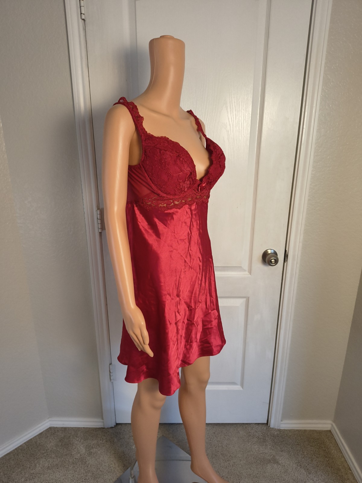 Vintage Victoria Secret Babydoll 90s Satin Lace Lingerie Size L Miracle Bra -P41