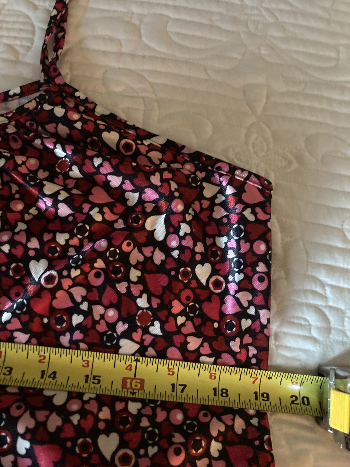 Vintage Chandio Black Pink & White Hearts 2 Piece Nightgown Peignoir Robe Large