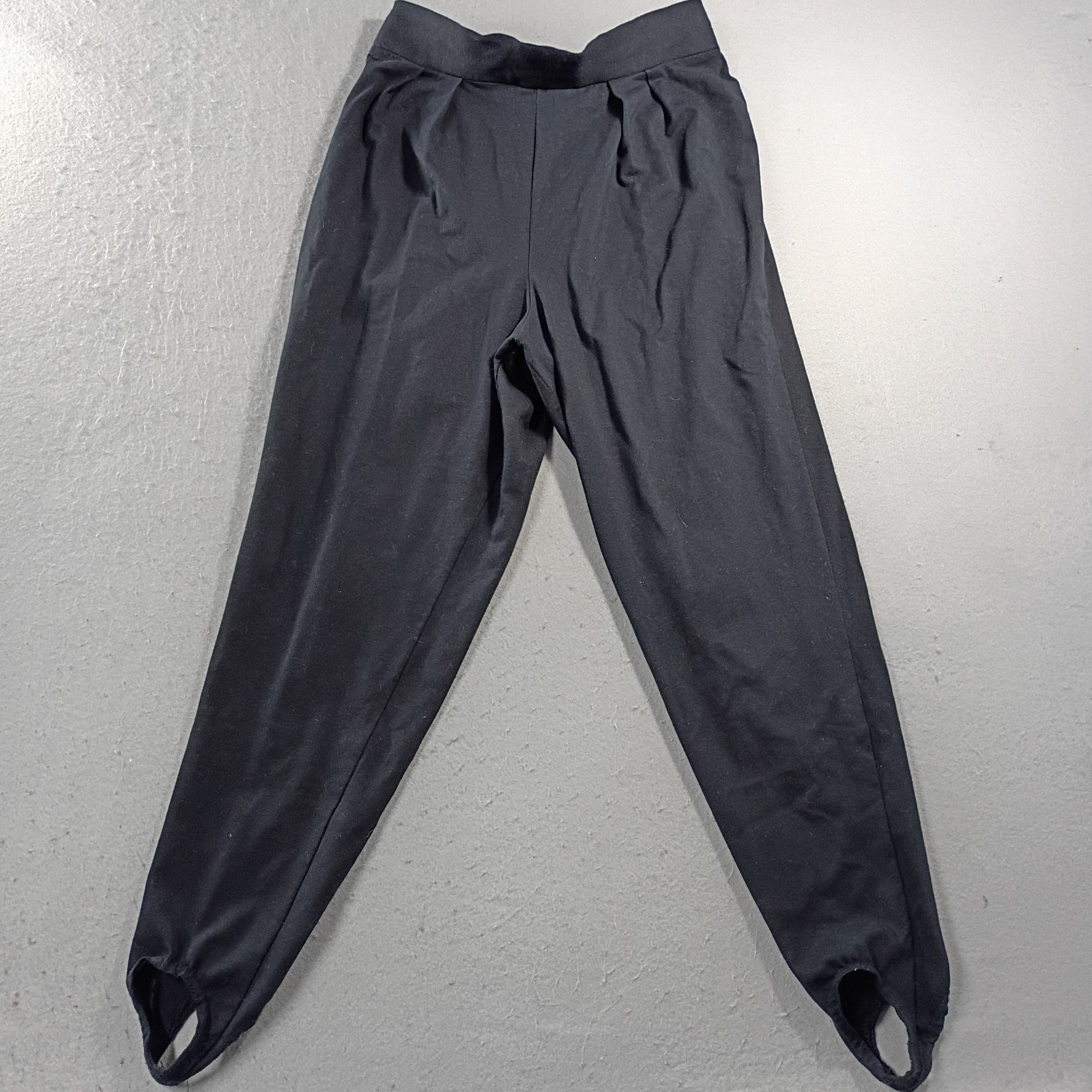 VTG Hunt Club Womens 18W Stirrup Pants Pleated High Waist Tapered Leg Black USA