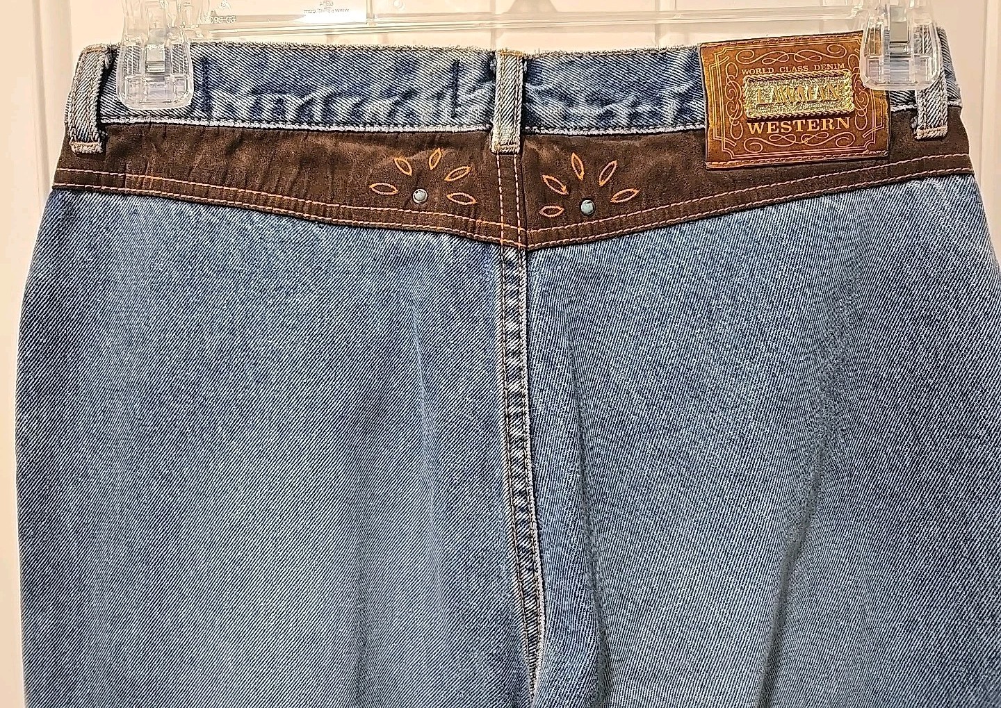 Vtg. LAWMAN Western Women’s Jeans Slim Fit Brown Faux Suede Worn Hems -Sz. 11