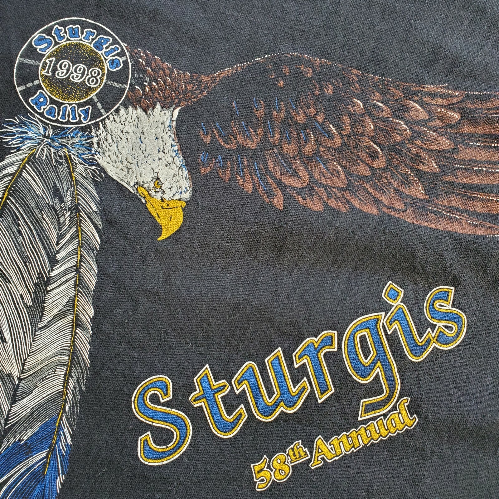 VTG 90s 1998 Sturgis Black Hills Rally Eagle Motorcycle Tank Top Shirt Large