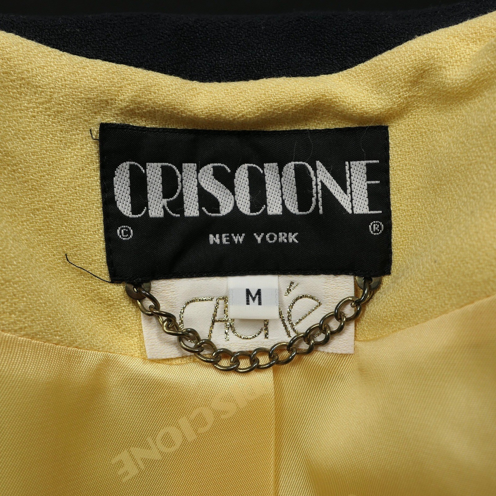 VTG Criscione x Cache Yellow Crepe Colorblock Power Blazer Women M Oversized 80s