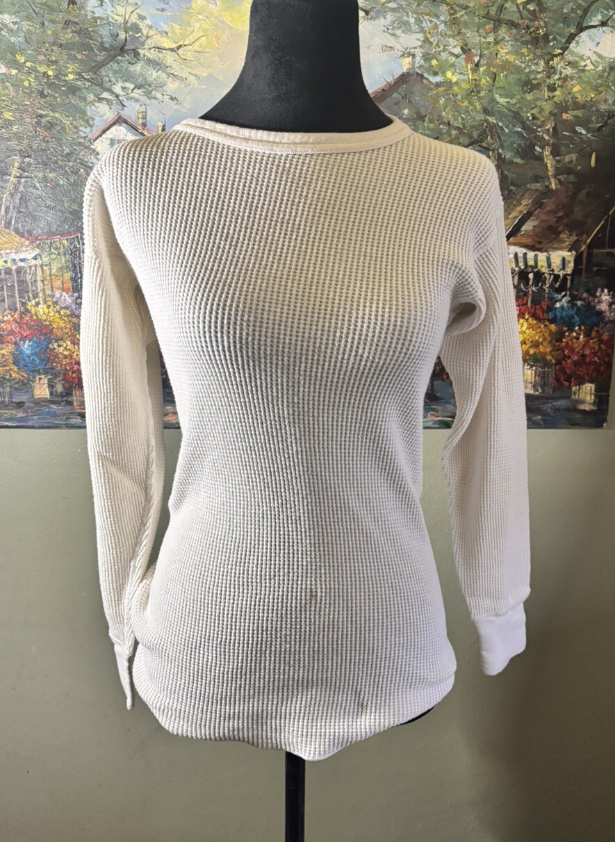 90s Unisex Waffle -knit Thermal Top.made USA.womens Med/form Fit