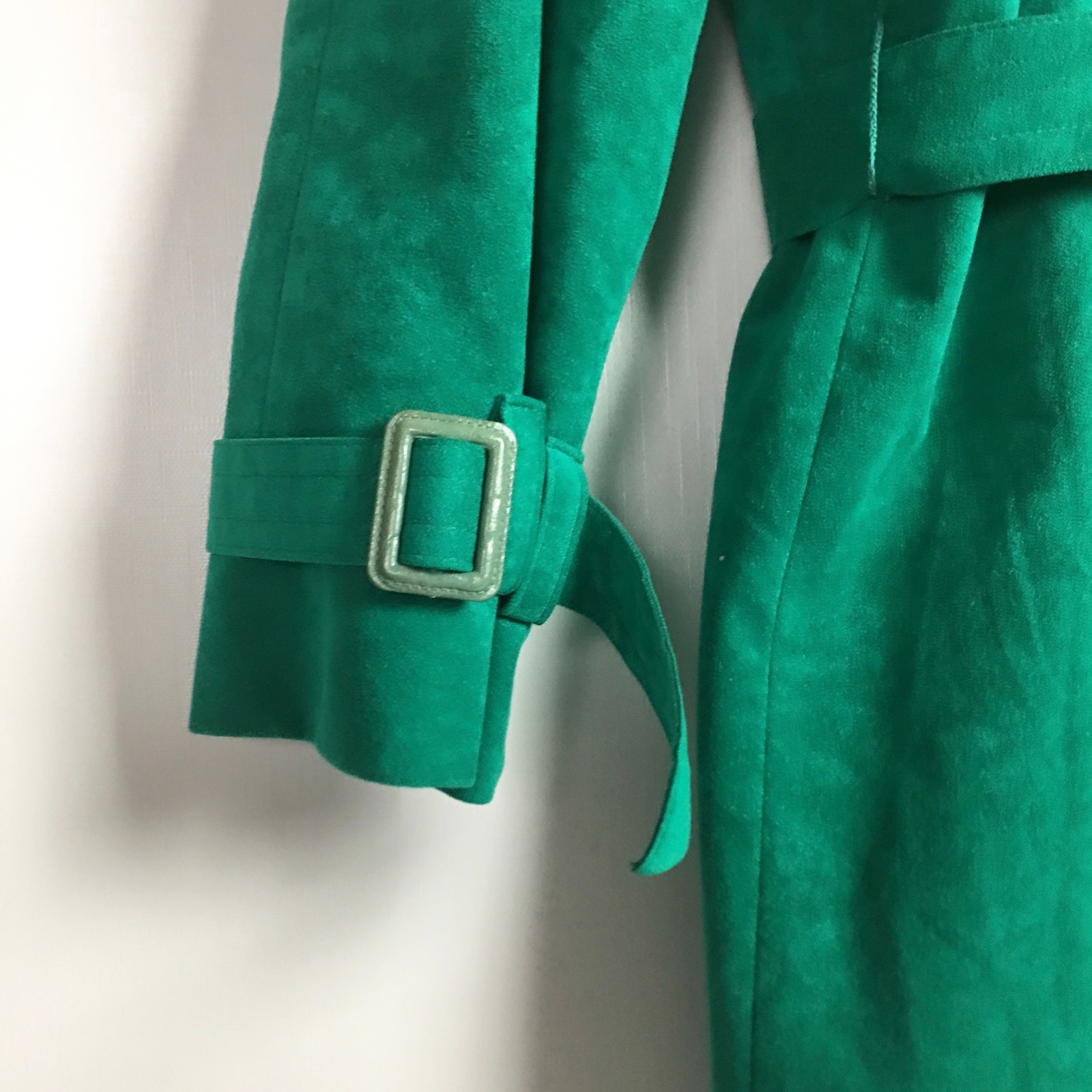 Lilli Ann Trench Coat Womens 10 12 Large Green Ultra Suede Vtg 80s Collection