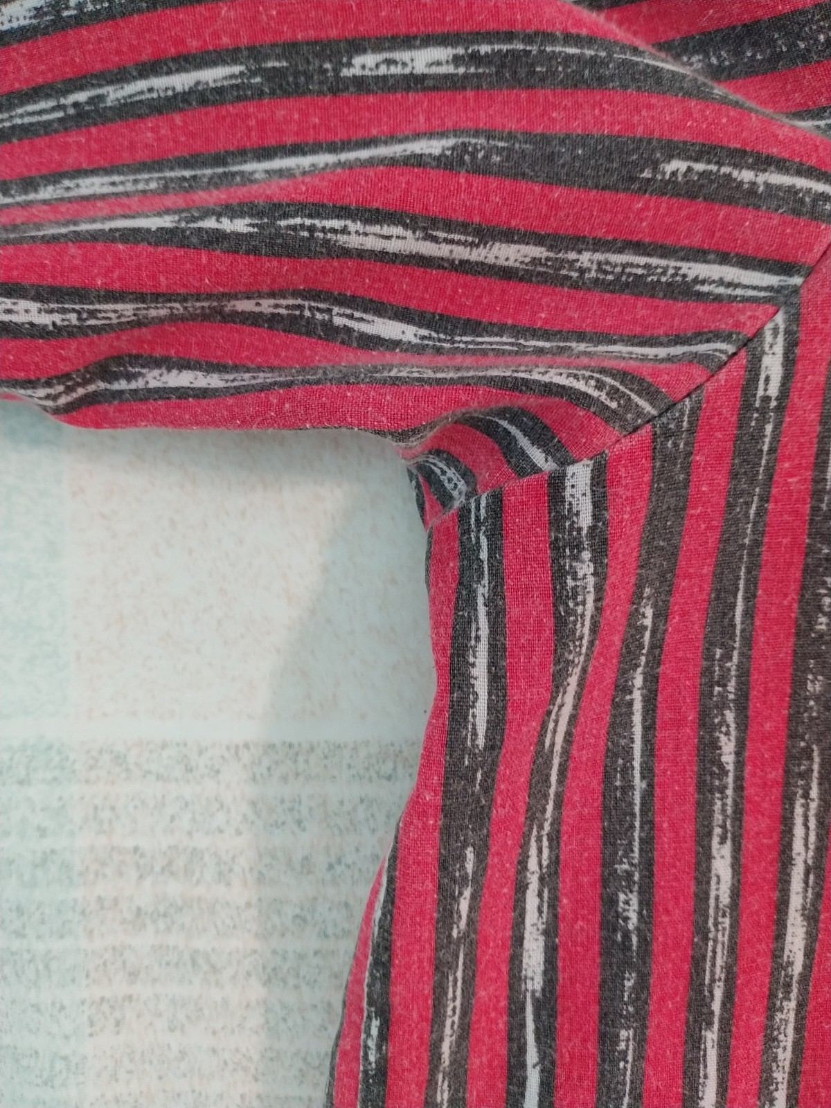 Carlyle VTG 90’s Womans Button Up Black Red White Stripe Short Sleeve Top Sz 12