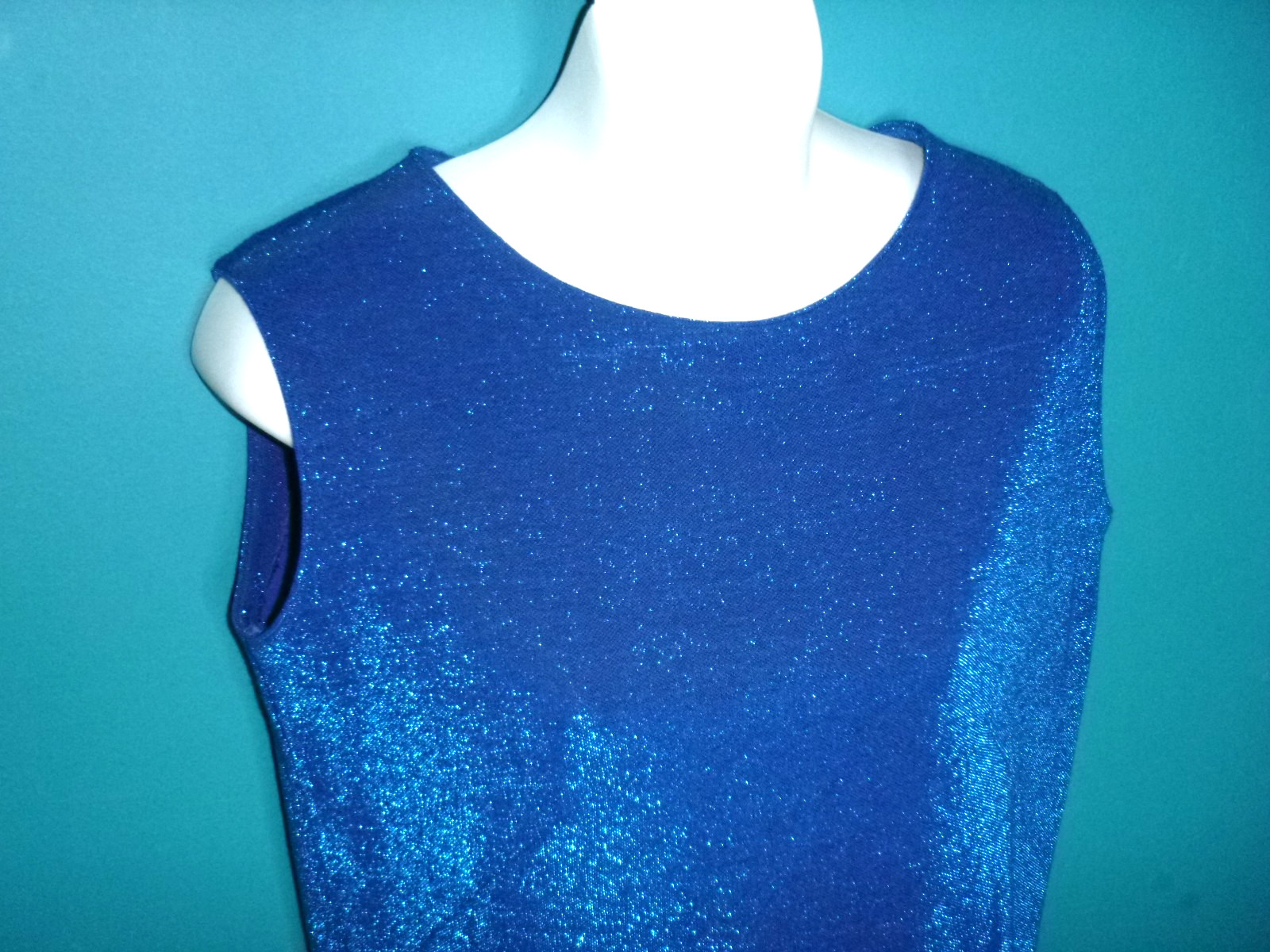 Vtg 60s Dutchmaid Top & Skirt Set Blue Aqua Metallic Sparkle Sz S/M