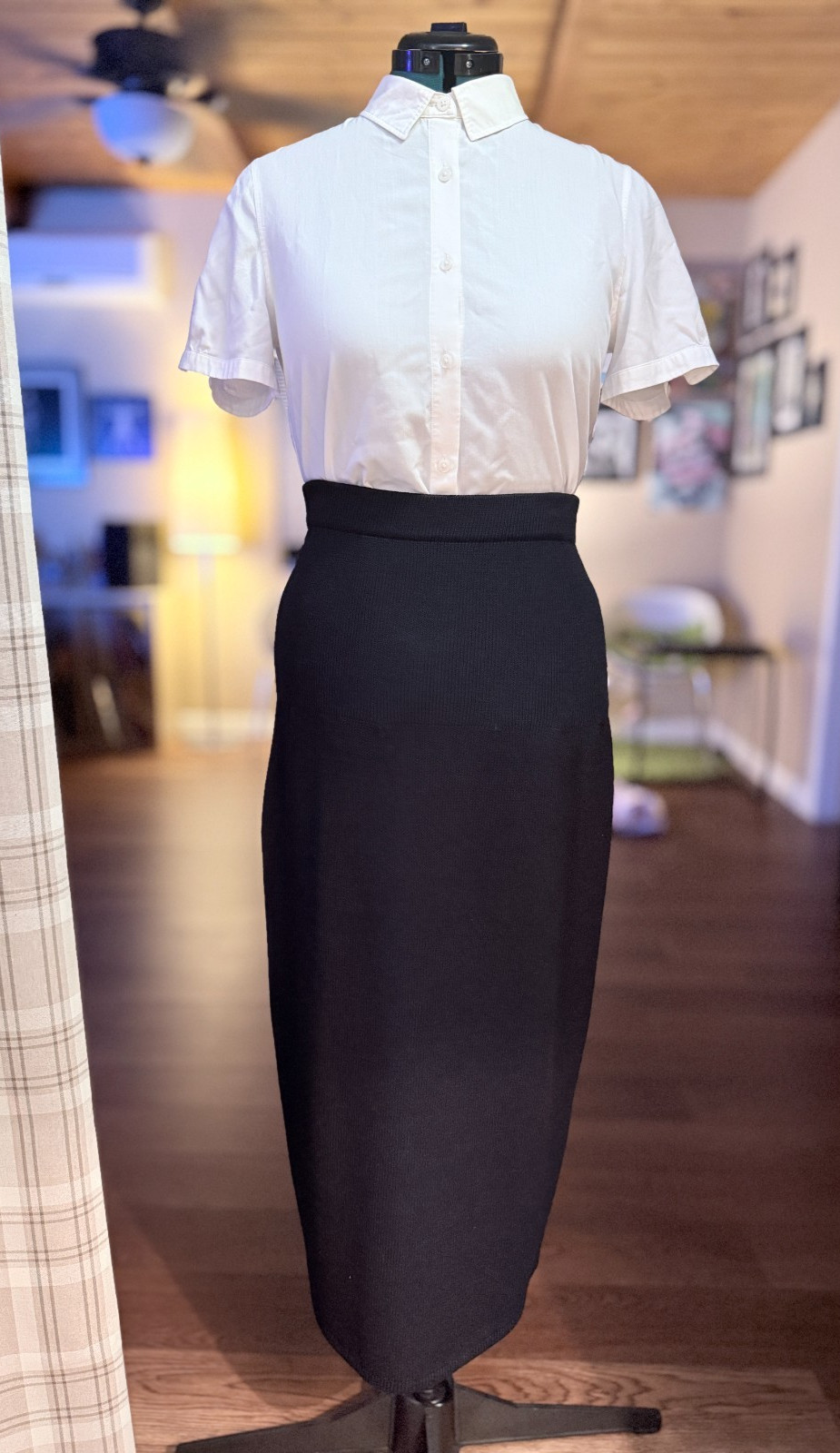 Vintage St. John High Waist Long Black Knit Skirt Missing Label