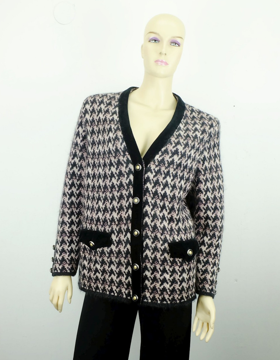 Cardigan cardigan 80s vintage mohair lurex velvet Horst Basler size 42/44