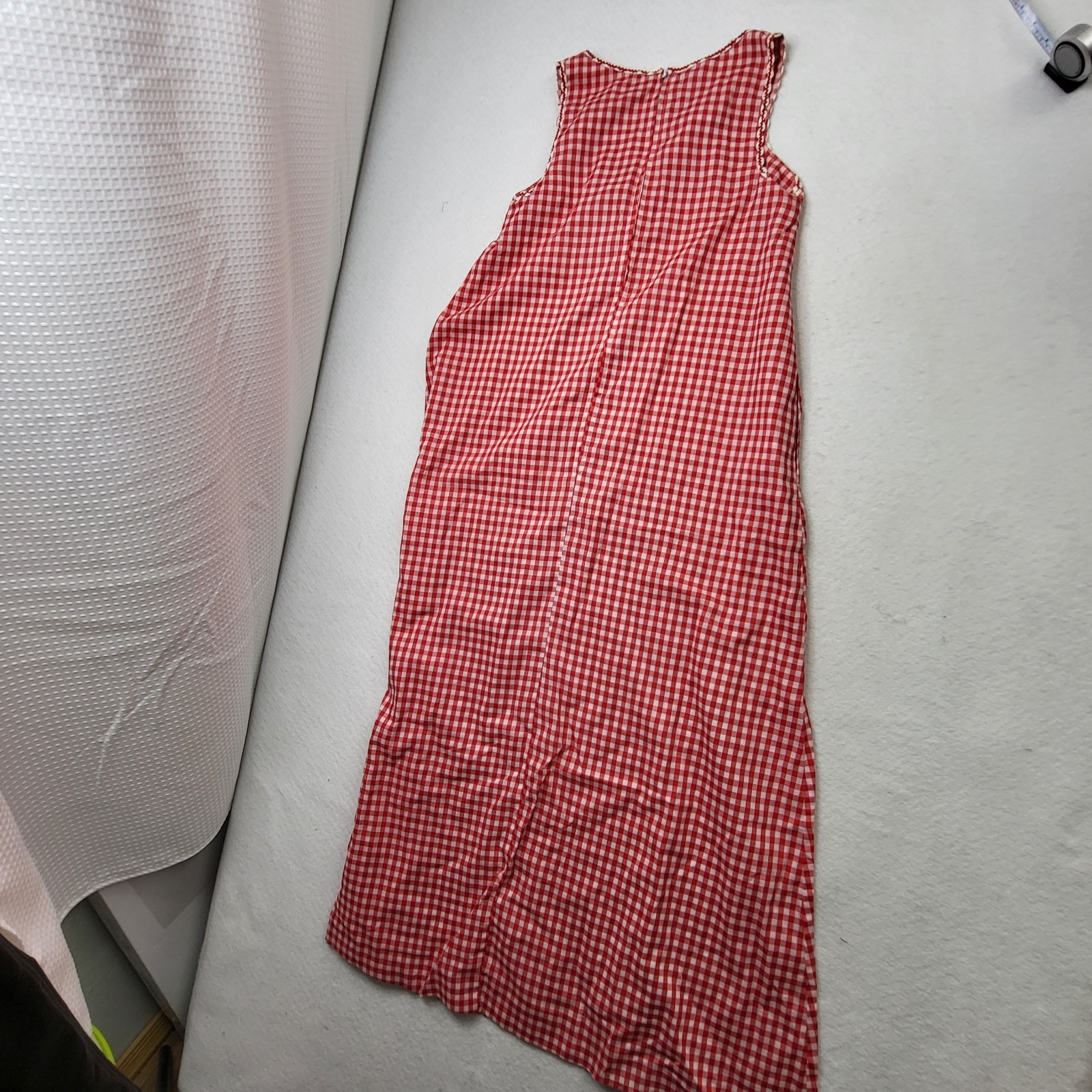 Vintage LOUNGE CRAFT Gingham Red Medium Day Dress Duster Sleevless Union Made