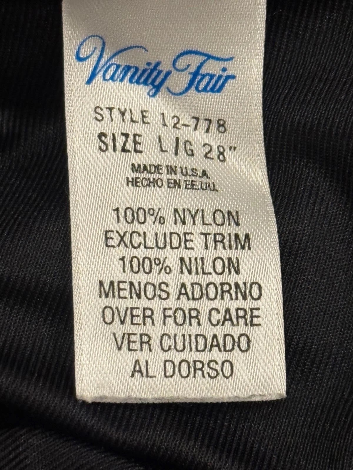 VTG 90’s Vanity Fair Black 100% Nylon Elastic Waist Laced Hem Patti Shorts L 28”