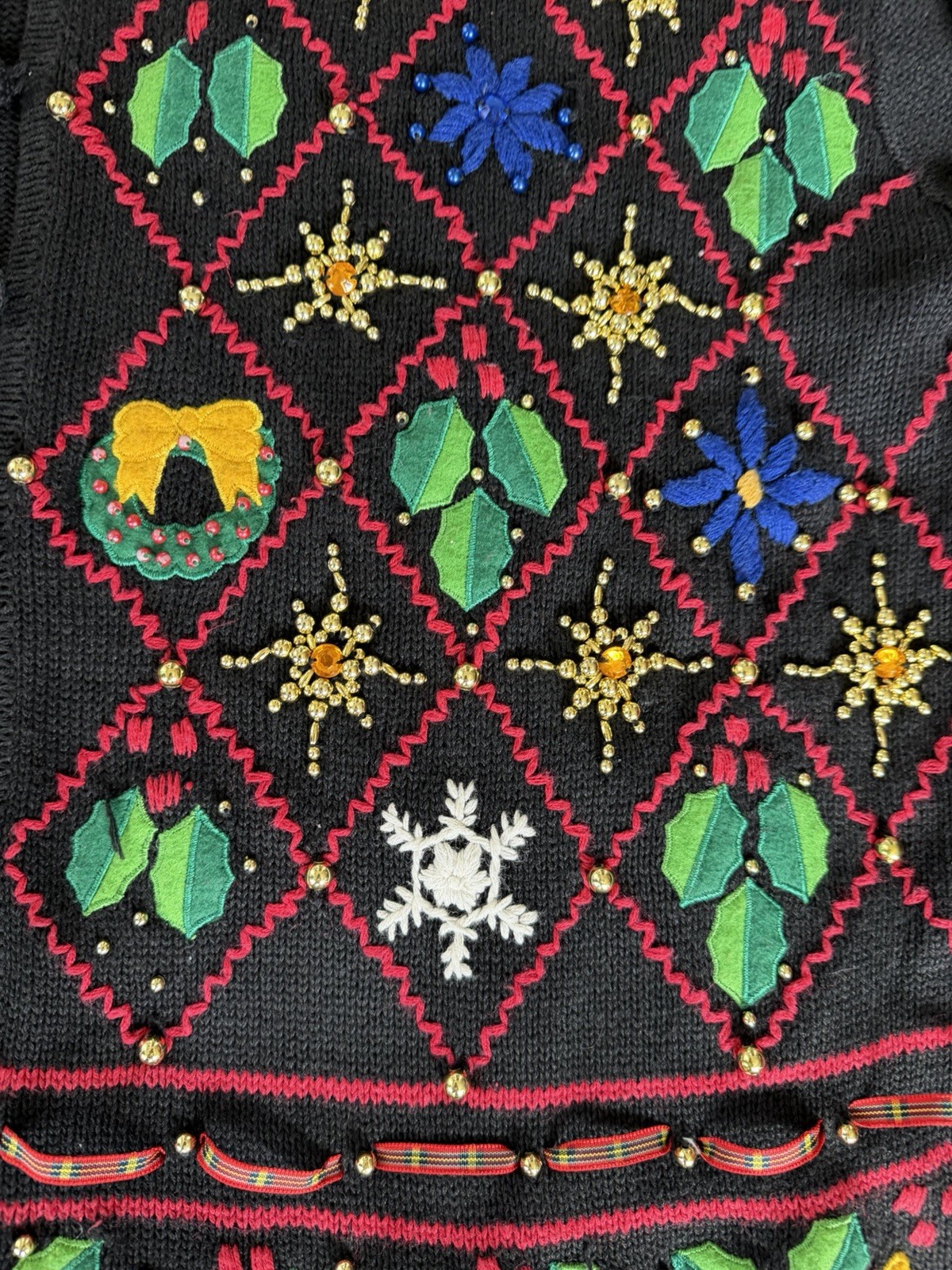 Designers Original Studio Glitzy Bling Xmas Holiday🎄Cardigan Vintage 90’s EUC
