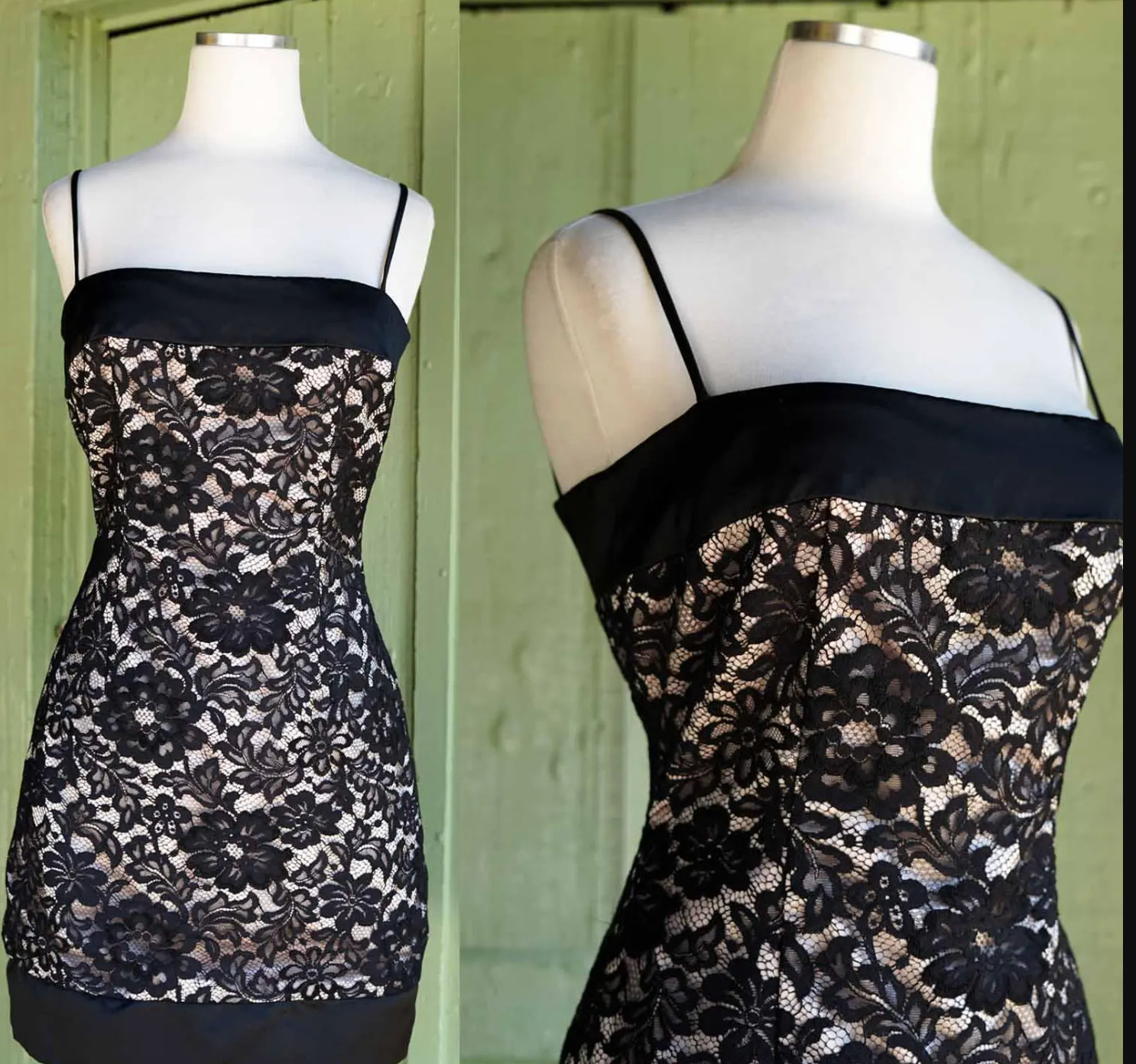1990s Black Lace Sz 8 Mini Dress Shelli Segal LAUNDRY