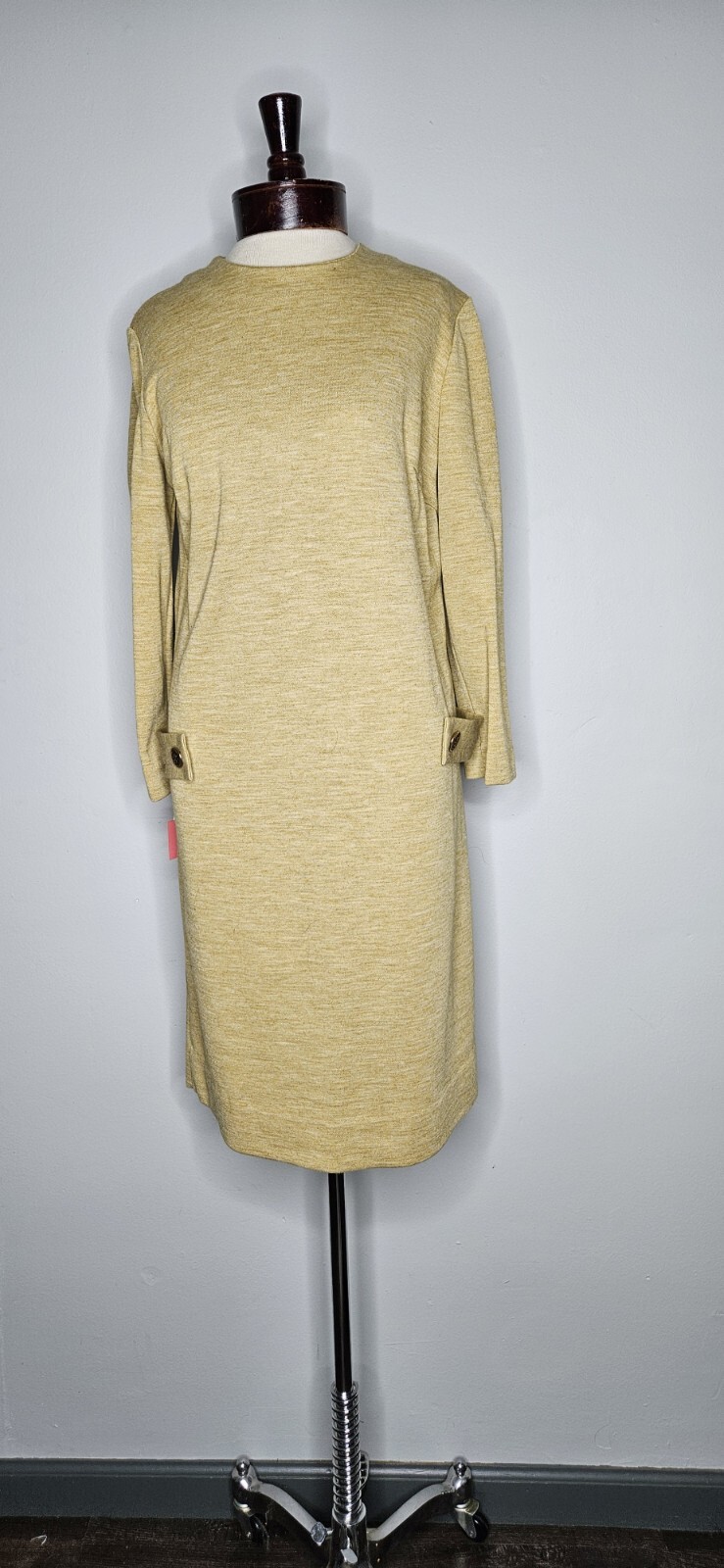 VTG 1970s Dalton James Kenrob NWT Tan Shift Dress Mod L
