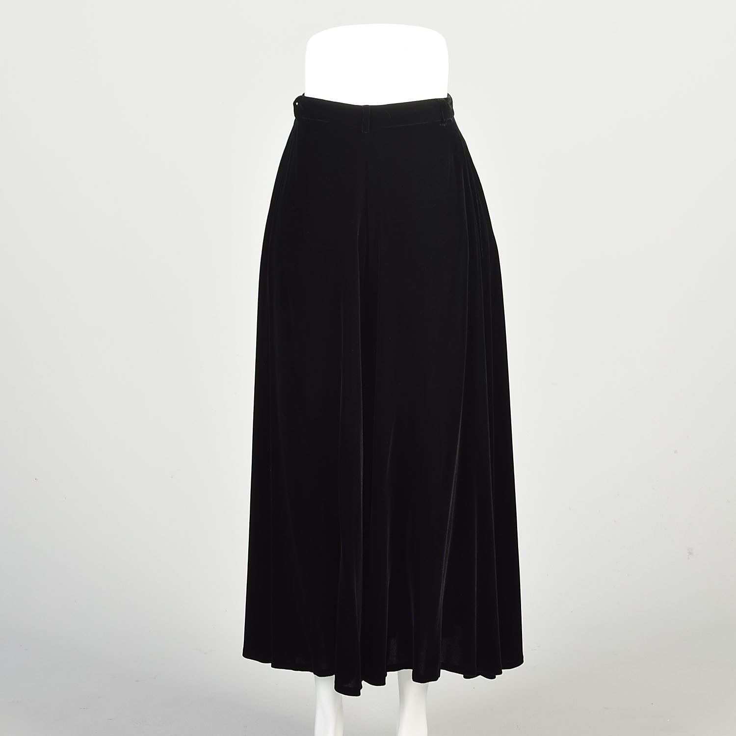 Small 2000s Ralph Lauren Black Velvet Midi Skirt Silk Rayon Formal Evening
