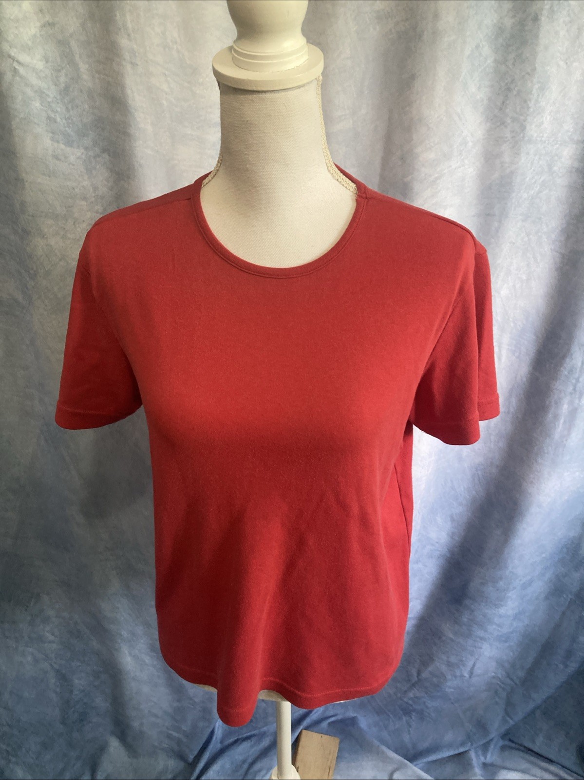 Vtg 90s Y2K Basic Editions Red Blank T Shirt Small Cotton Blend Plain Tee GUC