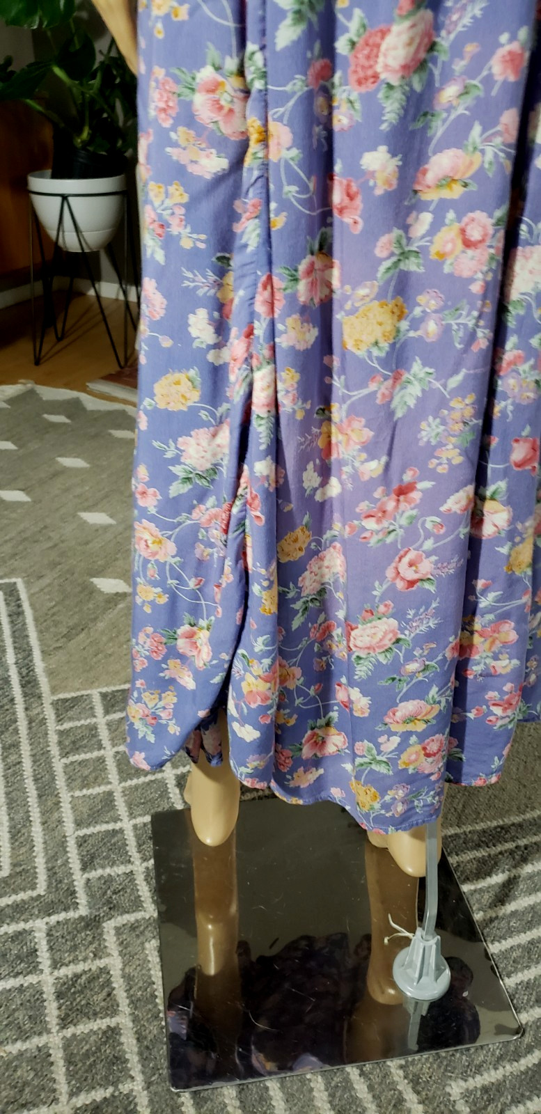 Vintage 80s Bohemian Hippie Papillon India Rayon Floral Dress Large Cottagecore