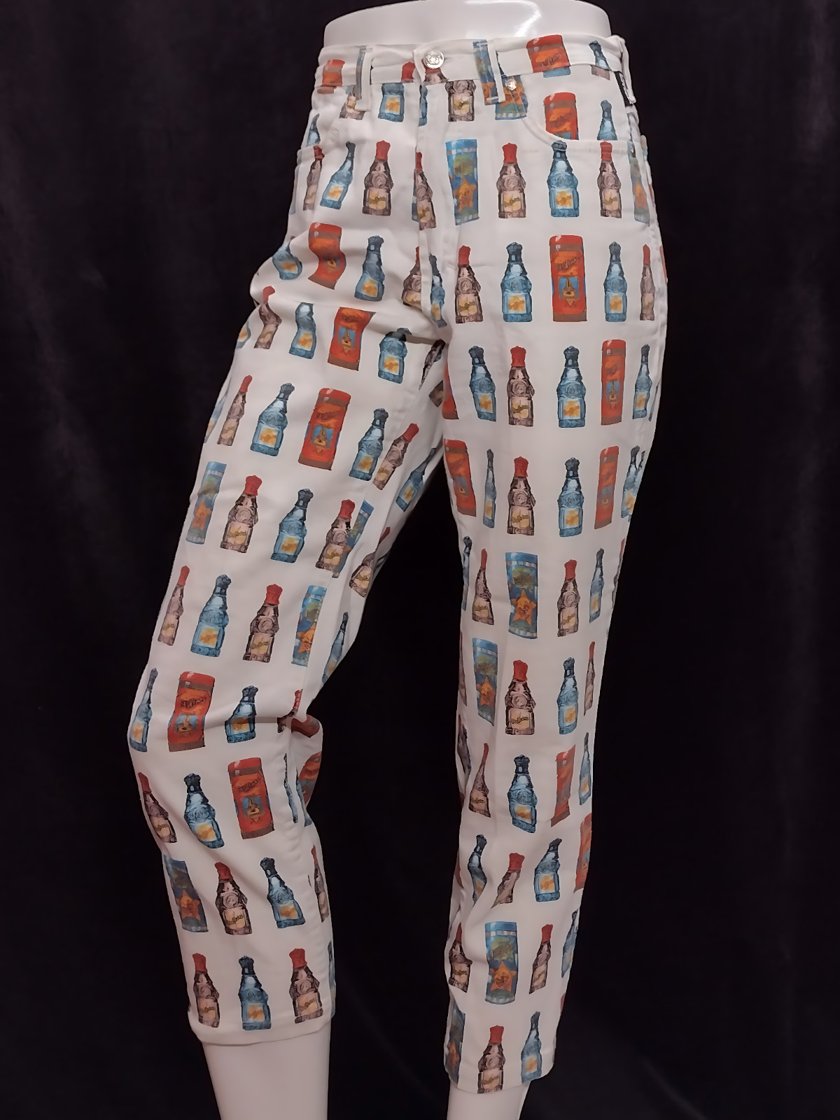 1990’s Funky Gianni Versace High waisted Colourful Perfume Bottle pattern Jeans