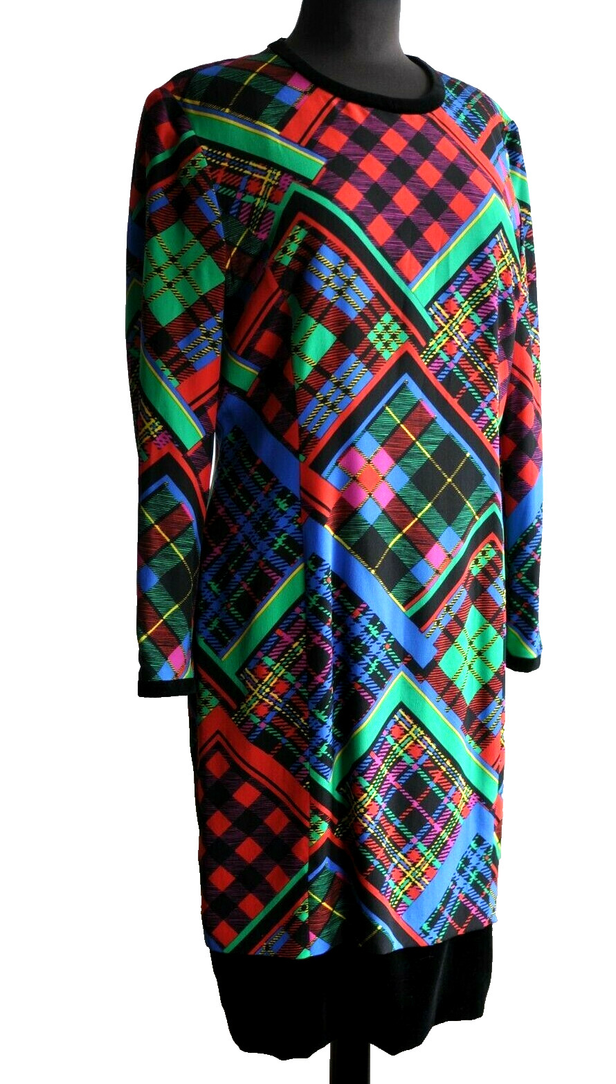Antonette Haushofer Cocktail Dress Silk Colorful 80s Vintage Sheath Dress Pattern 38