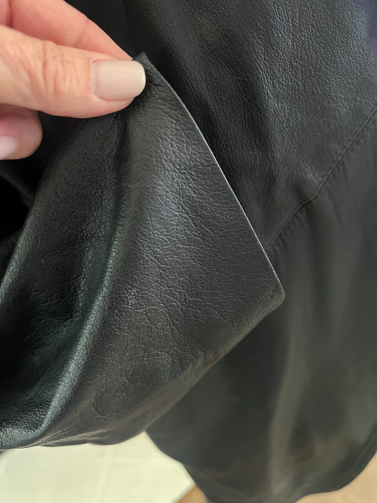 Vintage 80s Suzelle Leather Dolman Batwing Slouch Cocoon Coat Jacket Black Sz M
