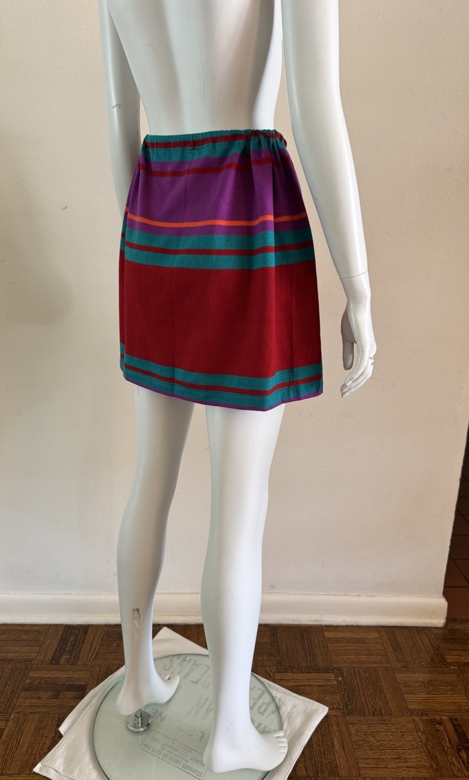 70s Hang Ten Charlies Girls Striped Skirt Tie Waist Mod Surf Swim Skate VTG