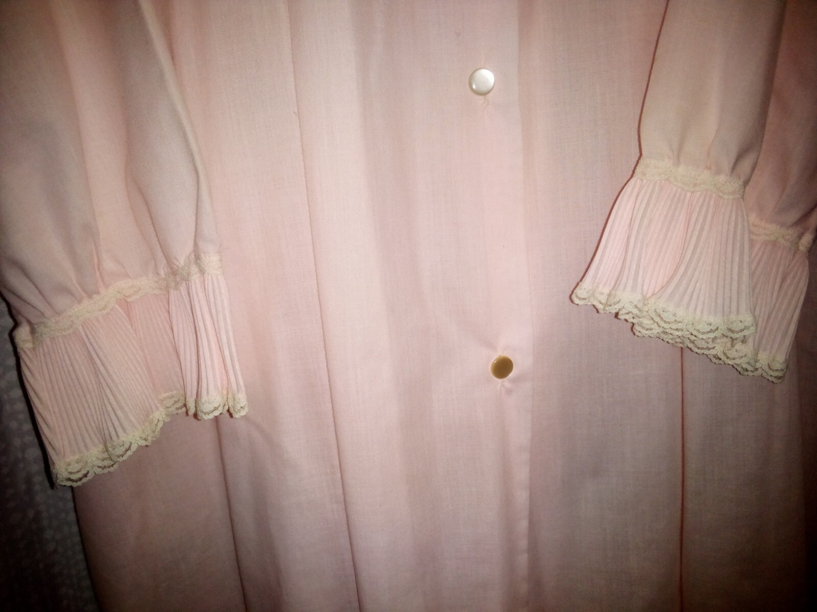 Vintage 40’s 50’s Leonora Sheer Lace Pink Dressing Gown & Slip Womens Small 2 Pc