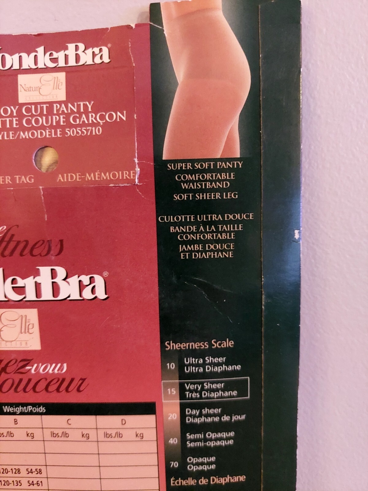 Vintage Pantyhose Wonderbra Silky Softness Control Top Color Almond size A BDR2